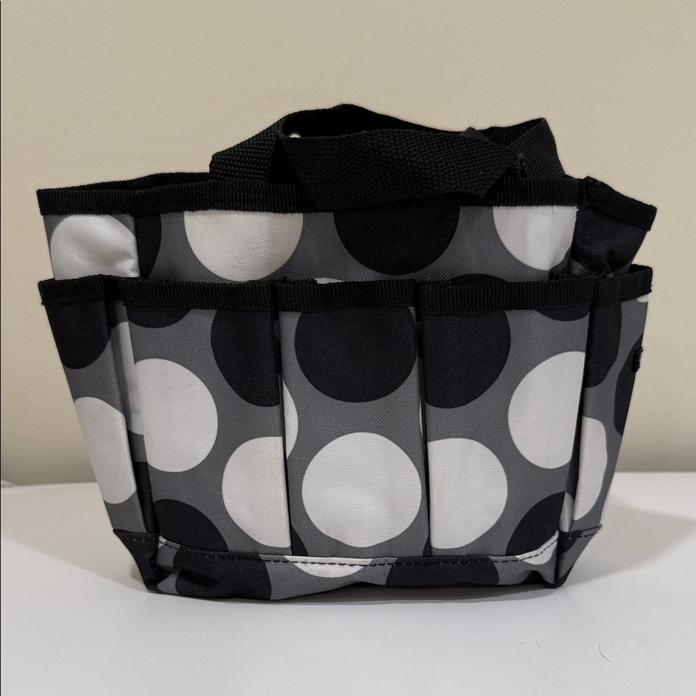 *NEW - Thirty-One Black and Gray Polka Dot Tote
